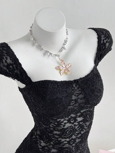 Elamini 女士提花针织腰果花纹理收腰连衣裙