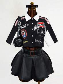 Mistrie 女士字母印花撞色单排扣休闲短袖衬衫，夏季，夏季上衣，夏季，夏季假期，女士夏季，春季，春季女士，春假，春季，春季，春季女士，春季女士，度假女士，女士假期，夏季假期，女士假期，假期，假期，夏季假期，女士海滩假期 - 白色 - 查看 4