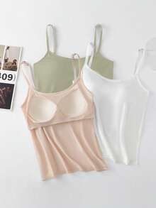 GlowEve 3pcs/Set Anti-Flashing Camisole With Built-In Padded Bra, Comfortable - Multicolor - View 3