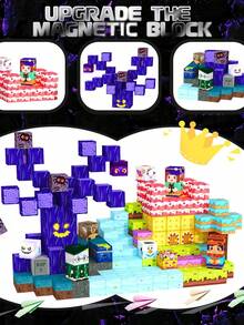 MINKOJA 儿童森林磁力玩具，磁力积木，磁力片，旅行户外玩具，复活节，复活节礼物，儿童节，旅行玩具，磁力积木，拼搭积木，儿童磁力积木玩具 - 彩色 - 查看 8