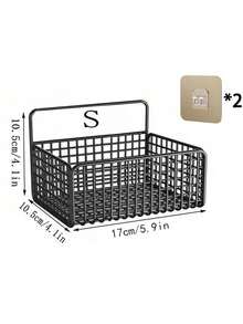 Space-Saving Wall Storage Rack, No-Drill Hanging Organizer For Clutter-Free Bathroom & Kitchen - Black - View 14