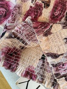 GlowEve Chiffon Burnout Print Off Shoulder Elegant Women Blouse - Purple - View 5