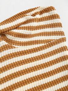 Sweetra Women's Contrast Stripe Backless Knit Tube Top Bodycon Mini Dress, Summer - Multicolor - View 4