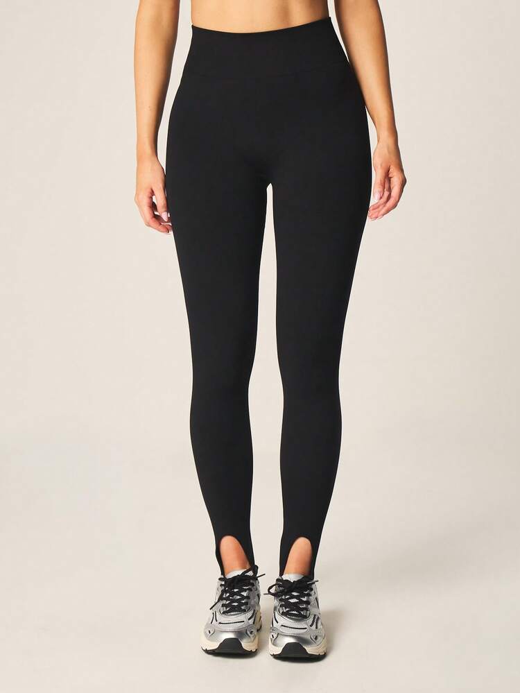 MISSGUIDED Leggings de sport à taille haute avec étriers, pantalon d'entraînement ajusté de longueur totale avec boucles pour les pieds, bas pour la course et l'entraînement