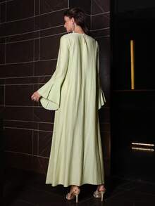 Al Najma 薄荷绿V领水钻不对称喇叭袖睡袍，春夏款 - 薄荷綠 - 查看 5