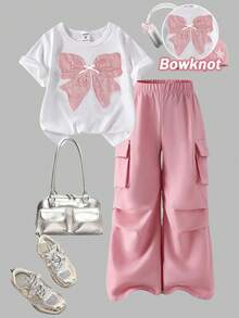 SHEIN Elladie kids مجموعة قميص وبنطلون كاجوال للفت...