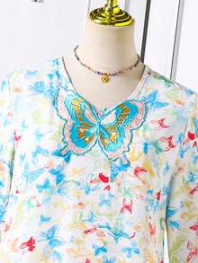 Tween Tween Girls Traditional Middle Eastern Casual Butterfly Decor Collar Elegant Dress - Multicolor - View 9