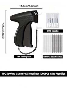 1 + 1000pcs Clothes Repair Sewing Gun Kit, Portable Clothing Mending Sewing Machine, Quick Stitch Gun, Mini Sewing Gun, Fast Mending Clothes Quilt Sewing Gun, Sewing Binding Machine - Black - View 9