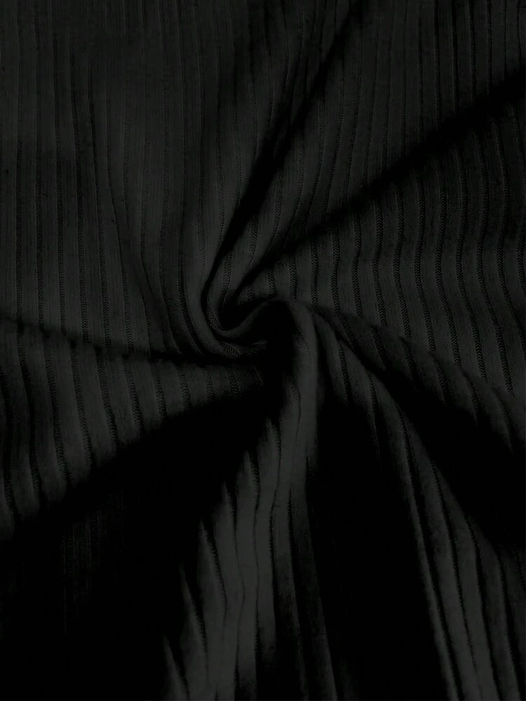 Franclia Camiseta de mujer de manga corta con cuello en V acanalado, elegante y casual - Negro - Añade 3
