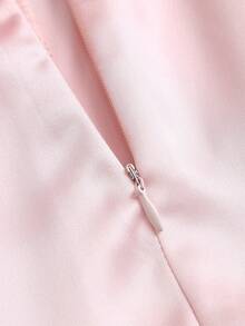 Sweetra Spring/Summer Bowknot Tie Sexy Slit A-Line Satin Women's Pink Mini Skirt, Suitable For Daily Wear - Pink - View 6