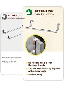 Madebyblanc 1PC Single Rod Towel Rack Cabinet Door Back Type Hanging Rack Non-Punched Towel Rod - Multicolor - View 10