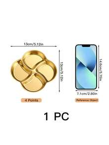 1个不锈钢双格/三格/四格酱料碟，韩式烤肉蘸酱盘，圣诞礼物，学习用品 - 金色 - 查看 13