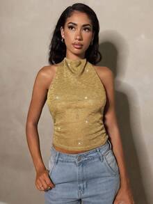 Glamine 性感露背系带吊带背心，夏季女款 - 黃色 - 查看 5