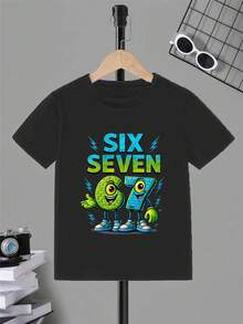 Basic Short-Sleeved T-Shirt With A Cute Capybara Graphic Print For Kids, In A Casual And Creative Style. - Black - View 3