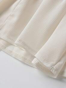 SHEIN Franclia 时尚女士无袖衬衫，饰有串珠领，前中条纹，后领水滴形设计，直筒宽松A字廓形；时尚优雅女士吊带背心 - 米色 - 查看 6