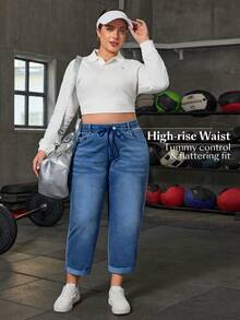 Flexra Plus Size Women Casual Elastic Waist Skinny Jeans - Medium Wash - View 6