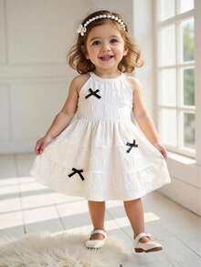 SHEIN 女婴休闲度假针织连衣裙，适合旅行 - 白色 - 查看 5