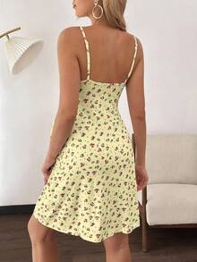 SHEIN Vestido de lactancia con estampado floral diminuto para maternidad - Amarillo - Ver 2