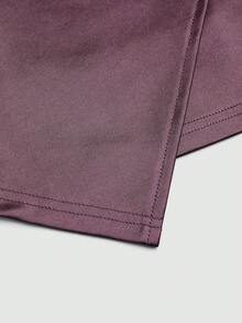 Balvessa Women's Fashion Lapel Waist Button Pleated Asymmetrical Hem Elegant Elegant Casual, Vacation, Outing, Party Shirt, Spring/Summer - Mauve Purple - View 5