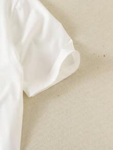 SHEIN Teen Girls Knight Graphic T-Shirt And Striped Drawstring Pants Set - Black and White - View 5