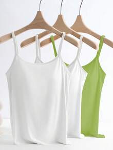 GlowEve 3件套女士休闲日常通勤简约纯色防闪光一体式加厚吊带背心 - 彩色 - 查看 4