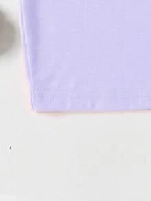 Elladie kids 春夏少女休闲时尚创意个性清新简约可爱酷炫虚拟女团彩色五角星图案字母标语印花休闲基础款紫色短袖T恤裙，舒适温暖的夏秋款式，适合女孩穿着。 - 紫色 - 查看 4