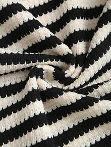 Sweetra 女士撞色条纹露背针织抹胸修身迷你连衣裙，夏季 - 彩色 - 查看 5