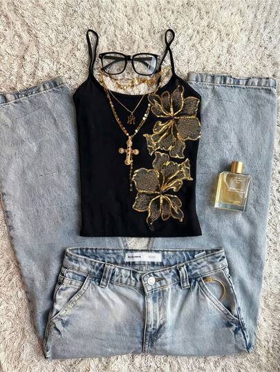 Glimmora Women's Floral Print Sleeveless Casual Versatile Tank Top, Summer