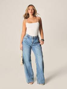 MISSGUIDED Ribbed Knit Sleeveless Spaghetti Strap Square Neck Bodysuit With Classic Fitted Silhouette For Casual Everyday Wear - White - View 3