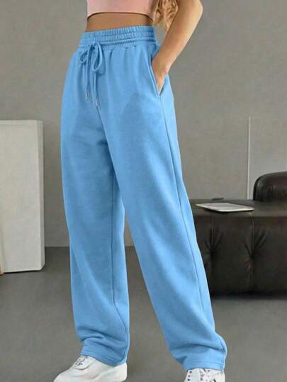 Pantalones baggy de chándal casuales de punto de corte holgado, para usar en casa y hacer deporte