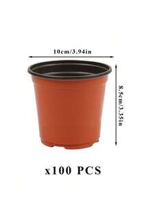 Plastic Flower Pot, Resin Round Garden Planter, Suitable For Seedlings And Flowers, Lawn And Gardening Tool, Practical Spring Essentials - Red - View 10