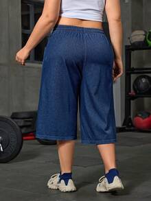 Flexra Jeans casuales holgados de cintura elástica para mujer de talla grande - Azul lavado oscuro - Ver 2