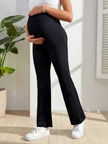 SHEIN Lace Waistband Ribbed Maternity Pants - Multicolor - View 4