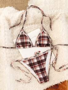 Swim Mod 2pcs Women's Random Fabric Elegant Triangle Bikini Set Swimwear - Multicolor - View 6