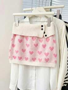 Resyla Esta elegante y dulce minifalda de punto con estampado de corazones es perfecta para el Día de San Valentín. El diseño de bloques de color de cintura baja cuenta con una cinturilla acanalada ancha y adornos de jacquard con corazones. Un estilo de falda lápiz romántico para el Día de San Valentín, esta dulce y linda falda de cintura baja ajustada con una cinturilla vuelta es adecuada para el verano, vacaciones de verano, primavera y el Día de San Valentín. - Multicolor - Ver 1