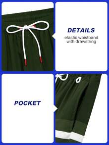 Manfinity Swimmode Men Loose Striped Beach Shorts In Vacation Style Milk Silk Lining - Green - View 5