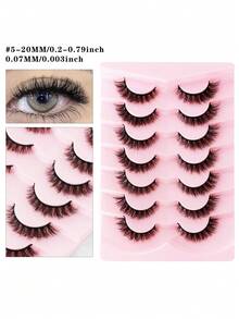 7 Pairs Of Natural Long Transparent Band Cat Eye False Eyelashes, Beginners Exquisite And Comfortable Eyelash For Daily, Dating And Holiday Use Strip Lashes, Lashes, Eyelashes, Fake Lashes - Black - View 6