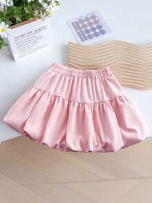 EMERY ROSE Women's Solid Color Bow Decor Elastic Waist Casual Skirt - Pink - View 2