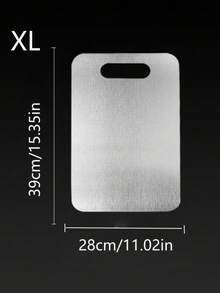 Tabla de cortar de acero inoxidable de doble cara, a prueba de óxido, duradera, muy adecuada para carne, frutas y verduras - Esterilla de cortar de cocina de alta gama con mayor higiene - Plateado - Ver 9