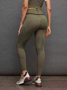 Activina Women's Minimalist Elastic Breathable Slant Pocket Skinny Equestrian Pants - Olive Green - View 2