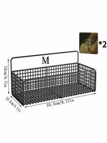 Space-Saving Wall Storage Rack, No-Drill Hanging Organizer For Clutter-Free Bathroom & Kitchen - Black - View 12