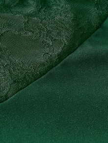 Viva Relle 性感修身露肩网纱长袖加大码连衣裙 - 墨綠色 - 查看 7