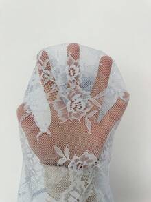 Elenzga 女士浅蓝色高端设计蕾丝拼接圆领收腰喇叭下摆长袖连衣裙，优雅精致，适合情人节、复活节、五一劳动节、生日、约会、派对、正式场合、教师节着装、潮流街头风、春夏穿着。 - 淺藍色 - 查看 5