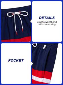 Manfinity Swimmode Men Loose Striped Beach Shorts In Vacation Style Milk Silk Lining - Red and White - View 7