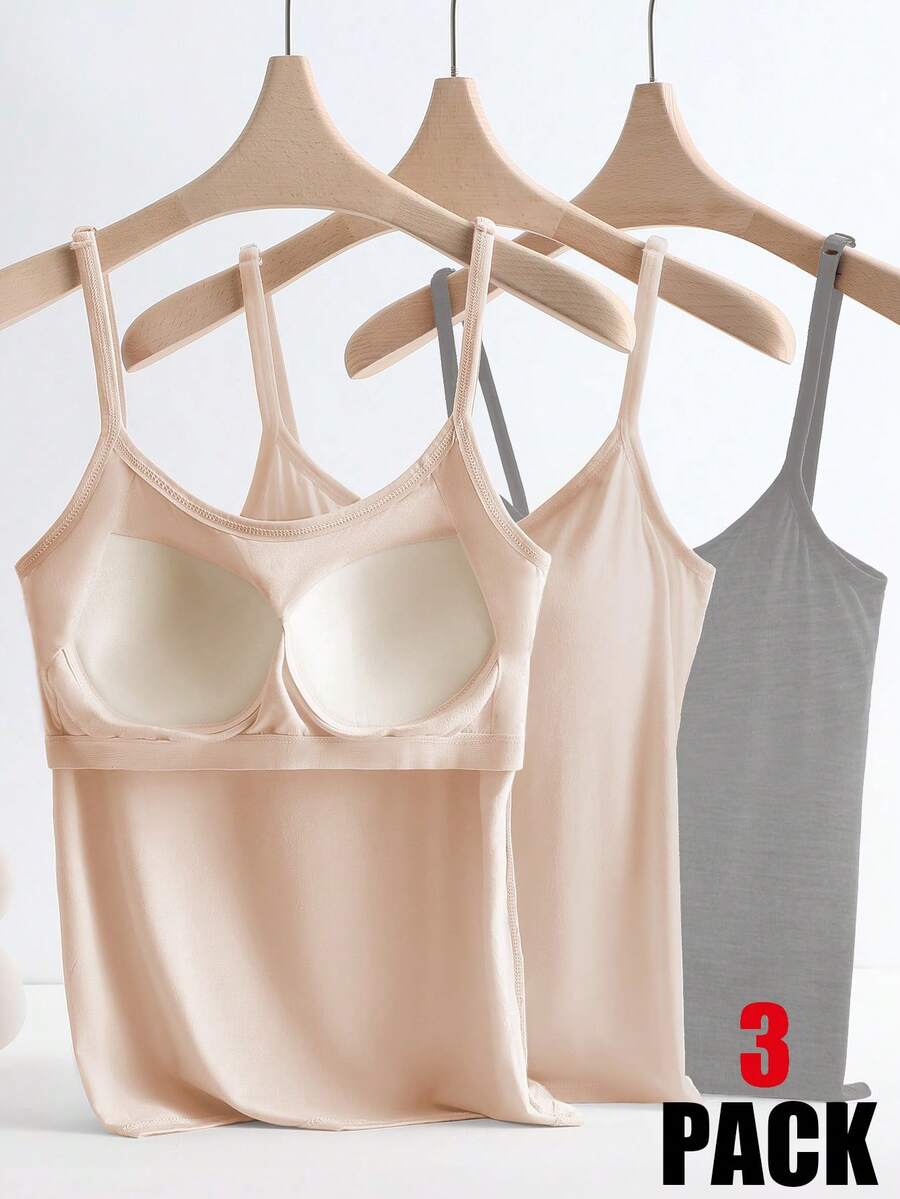 GlowEve Set de 3 camisetas sin mangas con sujetador acolchado incorporado, cómodas - Multicolor - Ver 1