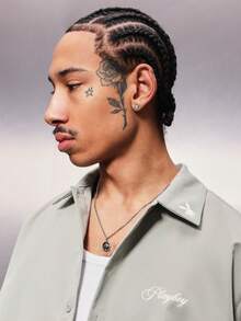 PLAYBOY X SUMWON 男士鼠尾草绿短袖纽扣衬衫，经典领型，短款版型，夏季休闲日常必备单品 - 綠色 - 查看 5