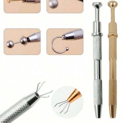 1pc 4 Prongs Jewel's Pick Up Tool, Stainless Steel Piercing Ball Grabber Tool,4-Claw Pick Up Tool For Small Parts Grabber ,Manicure Tool For Grabbing Sponge,Nails Tool Christmas For Holiday Gift Giving, Tools For Men