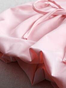EMERY ROSE Women's Solid Color Bow Decor Elastic Waist Casual Skirt - Pink - View 4