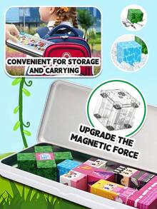 MINKOJA - SELECTS 27PCS Fairy Tale Princess Magnetic Toy, Magnetic Building Block Set In Iron Box, Assembled Toy, Enhance Children's Hands On Ability, Suitable For Boys And Girls, Christmas/Halloween Gift, Birthday Gift - color - View 7