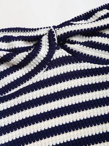 Sweetra Váy ống bó sát hở lưng họa tiết sọc tương phản dành cho nữ, mùa hè - Nhiều màu - Xem 6